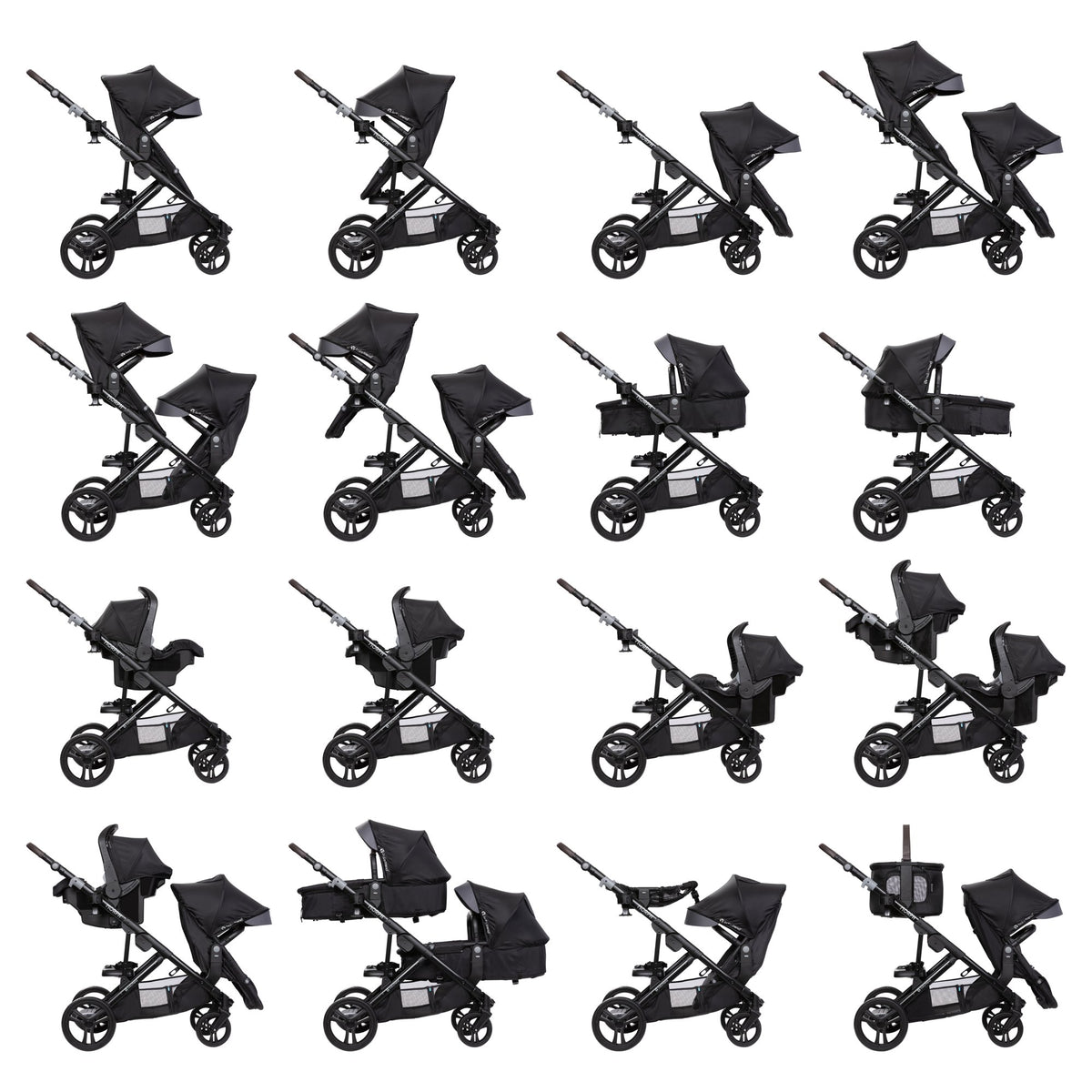 Sistema de viaje modular Morph para cochecito individual o doble - Negro